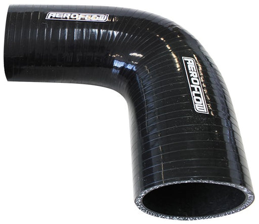 GLOSS BLACK 90° SILICONE REDUCER / EXPANDER HOSE 3-1/2" (90mm) TO 3" (76mm) 