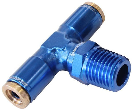 120 SERIES 1/8"NPT TO 3/16" PUSH TO CONNECT TEE FITTING - BLUE