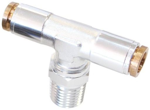 120 SERIES 1/4"NPT TO 1/4" PUSH TO CONNECT TEE FITTING - SILVER