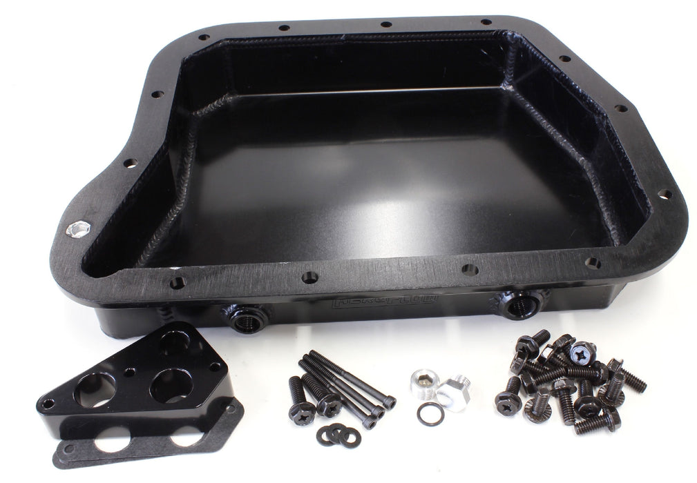 2.33" DEEP FABRICATED TRANSMISSION PAN INCLUDING FILTER EXTENSION SUIT CHRYSLER TORQUEFLITE 727 BLACK FINISH  