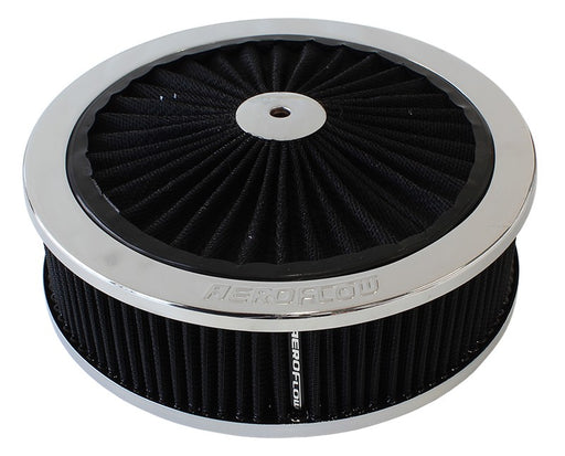 CHROME FULL FLOW 9" x 2-3/4" AIR FILTER ASSEMBLY, 5-1/8" NECK 