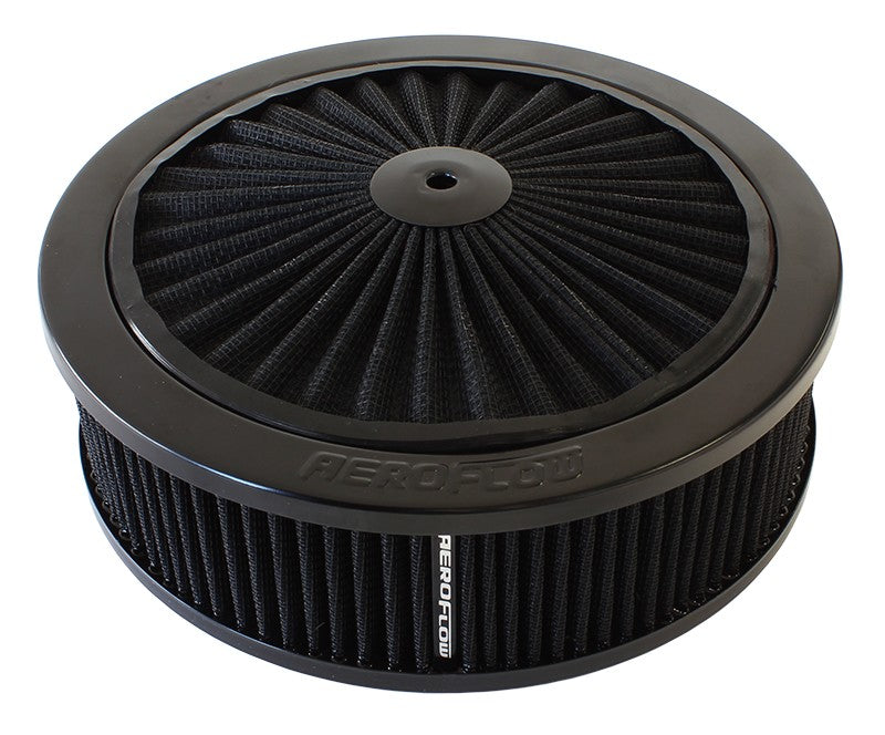 BLACK FULL FLOW 9" x 2-3/4" AIR FILTER ASSEMBLY, 5-1/8" NECK