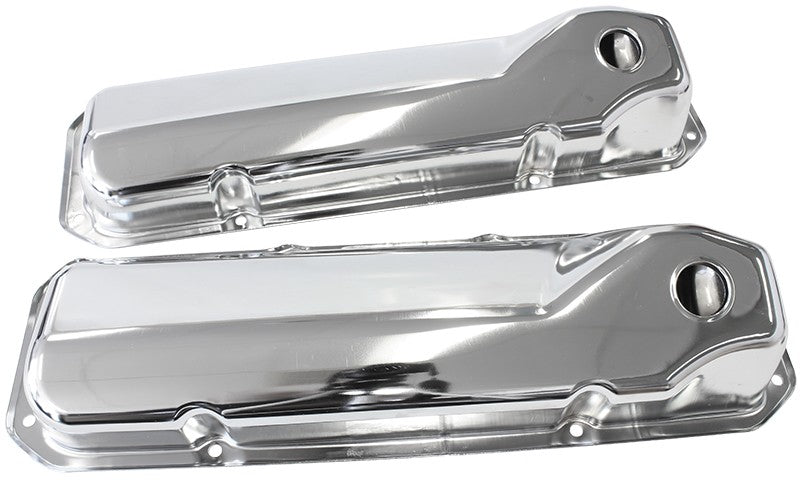 CHROME STEEL VALVE COVERS SUIT 302-351C, NO LOGO