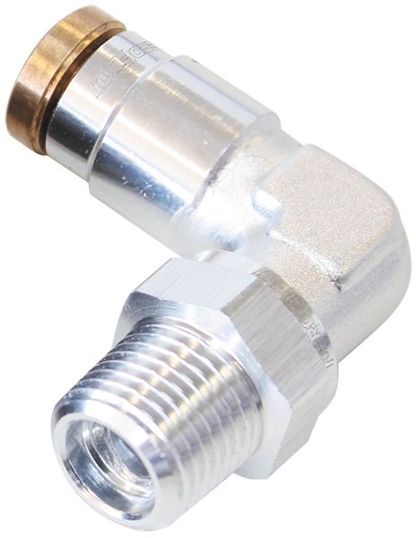 120 SERIES 90° 1/8" NPT TO 1/4" PUSH TO CONNECT FITTING - SILVER