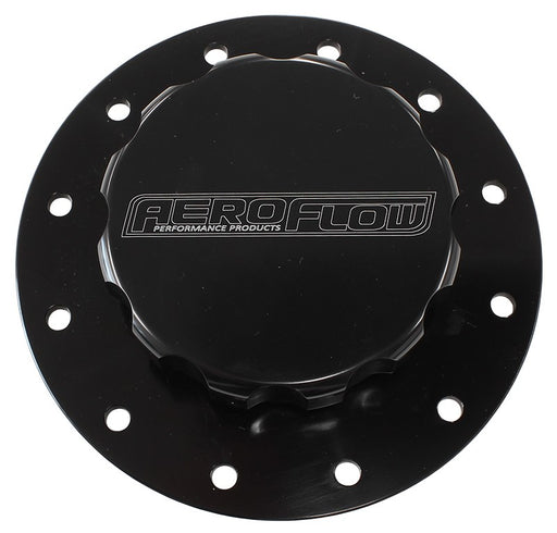 Screw-On Billet Fuel Cell Cap Assembly Black Finish With Bolts & Gasket.