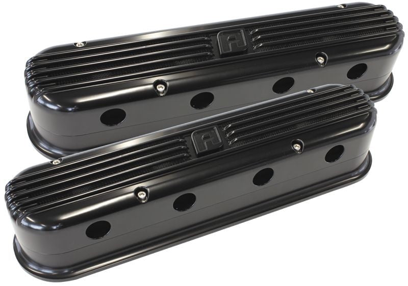 BILLET ALUMINIUM RETRO 2-PIECE LS VALVE COVERS, BLACK FINISH