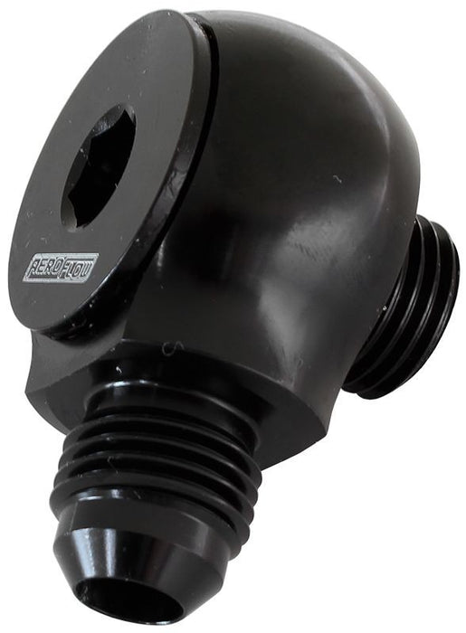 90° LOW PROFILE -6ORB TO -6AN  MALE ADAPTER - BLACK