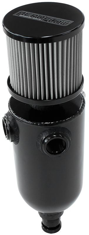 UNIVERSAL BREATHER TANK - BLACK, WITH DUAL -8 ORB PORTS        