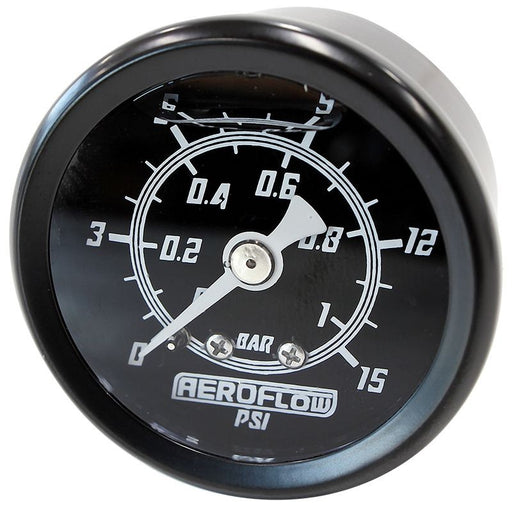 1-1/2" 15 PSI LIQUID FILLED PRESSURE GAUGE BLACK FACE WHITE POINTER