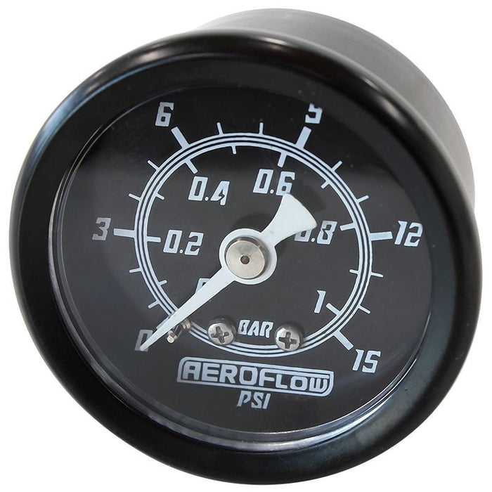 1-1/2" 15 PSI PRESSURE GAUGE BLACK FACE WHITE POINTER