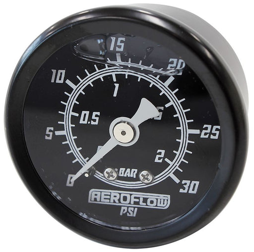 1-1/2" 30 PSI LIQUID FILLED GAUGE BLACK FACE WHITE POINTER