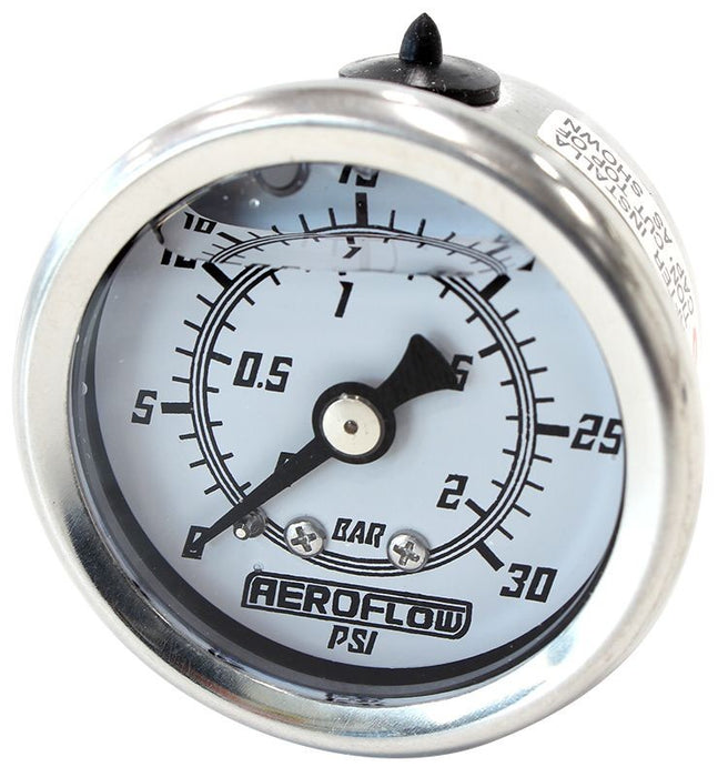 1-1/2" 30 PSI LIQUID FILLED GAUGE WHITE FACE BLACK POINTER