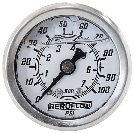 1-1/2" 100 PSI LIQUID FILLED PRESSURE GAUGE WHITE FACE BLACK POINTER