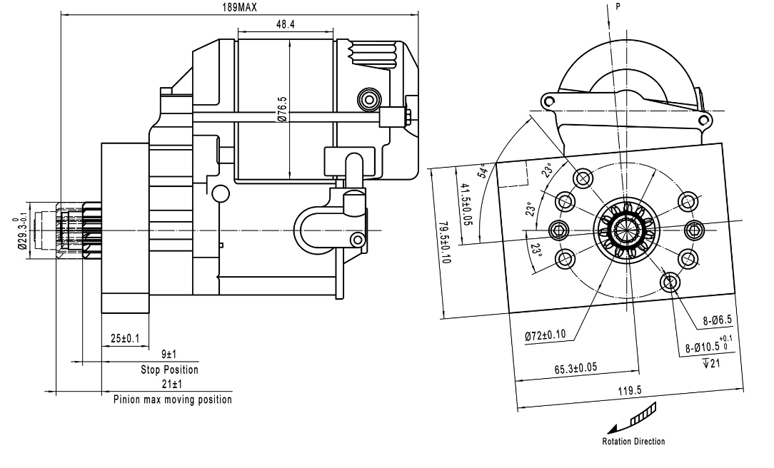 FORD STARTER 289 - 351W & 351C1.9HP MINI ADJUSTABLE MOUNTING