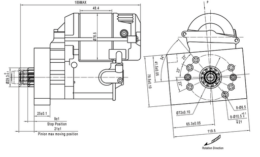 FORD STARTER 289 - 351W & 351C1.9HP MINI ADJUSTABLE MOUNTING