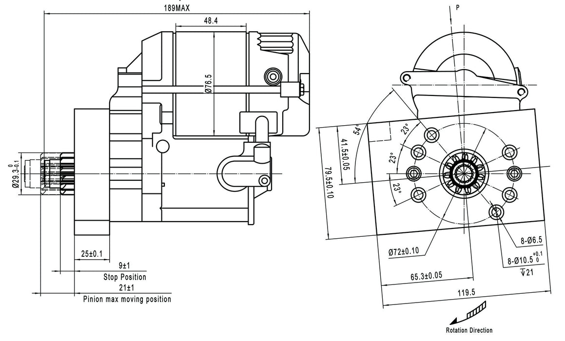 CHEV LS SERIES XPRO HIGH TORQUE STARTER 1.4KW 1.9HP ADJUSTABLE MOUNT