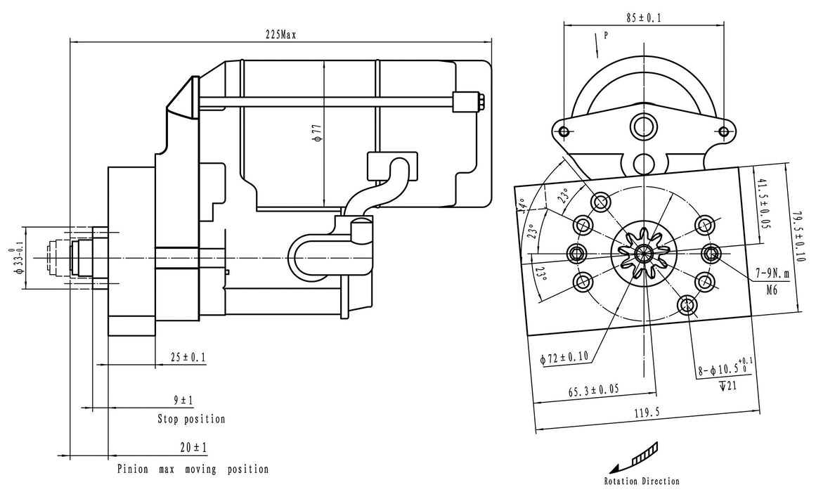 SB & BB CHEV XPRO SUPER TORQUE STARTER SUIT 153 & 168 TOOTH 2KW / 2.7HP ADJUSTABLE MOUNT