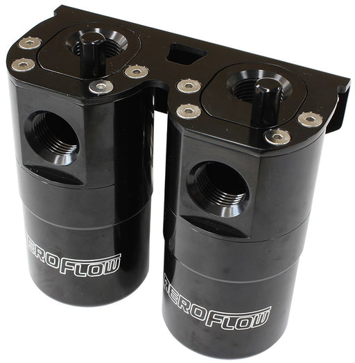 BILLET UNIVERSAL DUAL AIR / OIL SEPARATOR  - BLACK