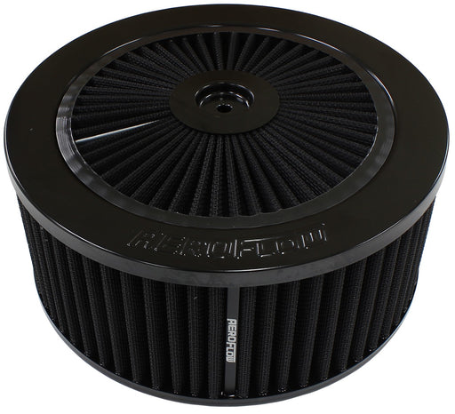 BLACK FULL FLOW 9" x 4" AIR FILTER ASSEMBLY FLAT BASE, 7-5/16" NECK