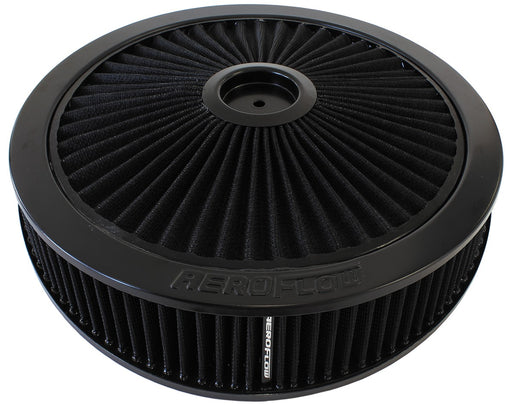 BLACK FULL FLOW 14" x 4" AIR FILTER ASSEMBLY - 7-5/16" NECK (DOMINATOR)