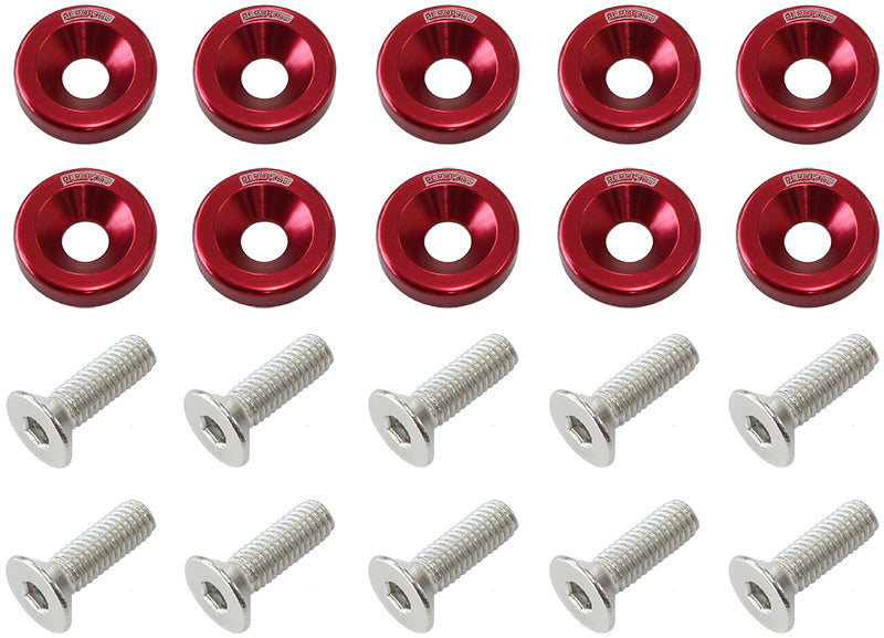 Billet Dress-Up/Fender Bolt Kit M6 x 1.00mm (20mm UHL) Red Finish