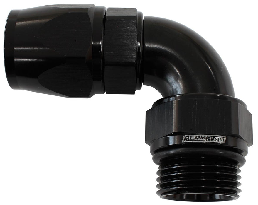 MALE END -8ORB TO -8AN TEFLON FULL FLOW BILLET 90 DEG BLACK       