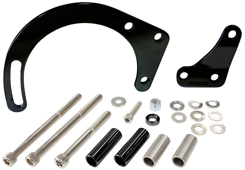 LOW MOUNT ALTERNATOR BRACKET, BLACK SUIT S/B CHEV WITH LONG WATER PUMP