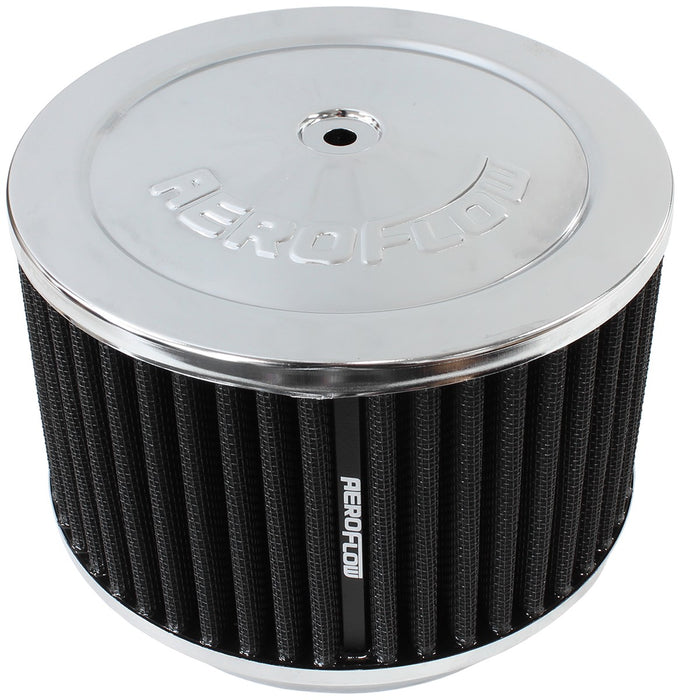 CHROME 6-3/8" x 4" AIR FILTER ASSEMBLY, 5-1/8" NECK