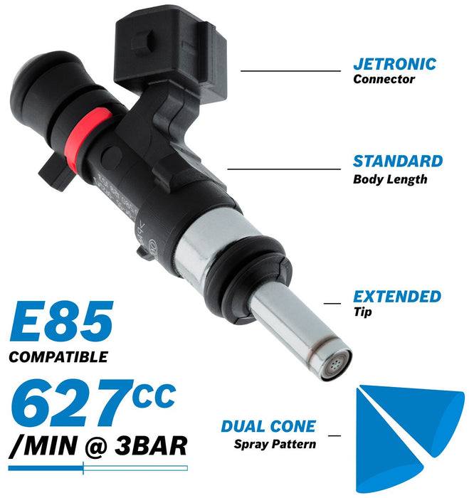 BOSCH MOTORSPORT 627cc EV14 MEDIUM JETRONIC FUEL INJECTOR WITH EXTENDED TIP