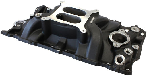 SB CHEV STREET DUAL PLANE INTAKE MANIFOLD, BLACK FINISH