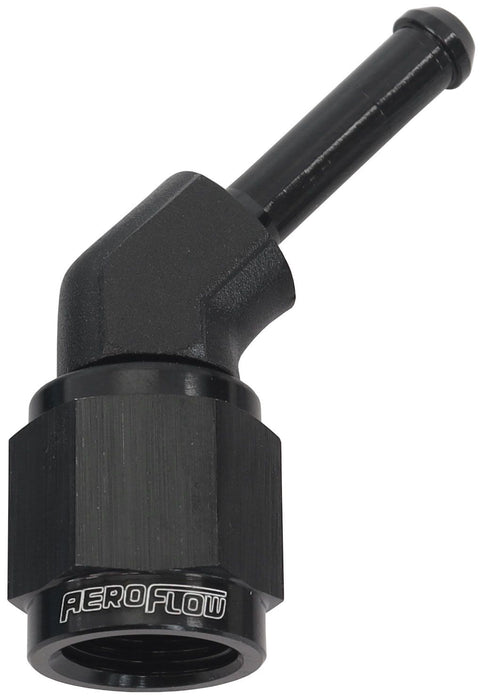 AF412-04BLK- 45° Hose Barb 3/16" to -4AN Black Finish