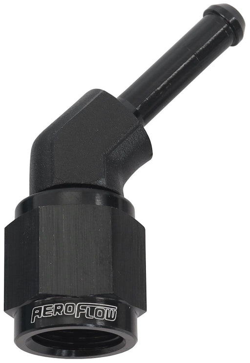 AF412-04BLK- 45° Hose Barb 3/16" to -4AN Black Finish