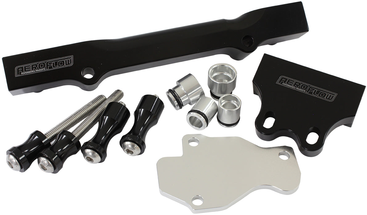 Mazda Series 6,7,8 13B Billet EFI Fuel Rails - Black, Suit 14mm Short Fuel Injectors, -8ORB Ports