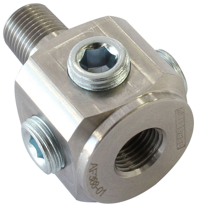 AF388-01 - AEROFLOW 1/8" NPT TO NPT BLOCK TEE STAINLESS STEEL ADAPTER 