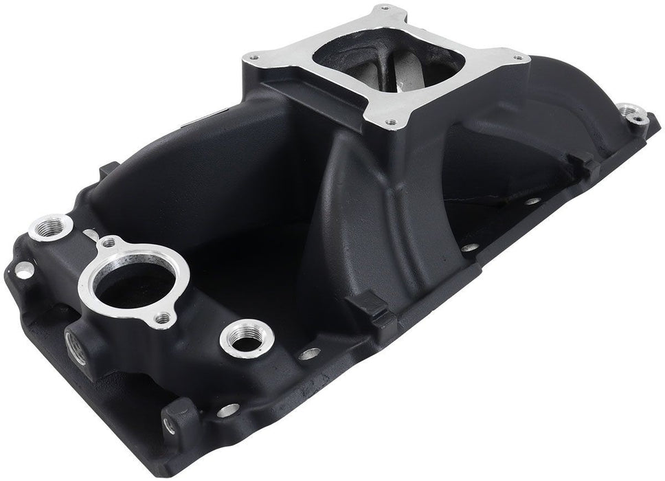 BB CHEV HI RISE SINGLE PLANE INTAKE MANIFOLD, BLACK FINISH