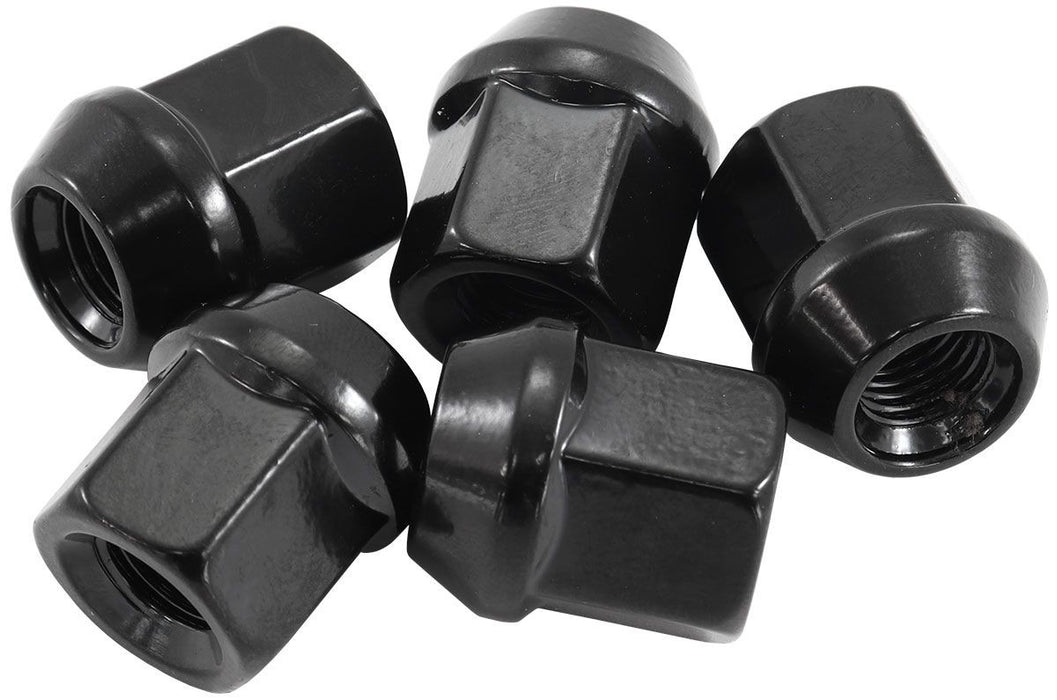 ACORN SHORT OPEN BLACK WHEEL NUTS - M12 X 1.25MM 5 PACK 60 DEG TAPER