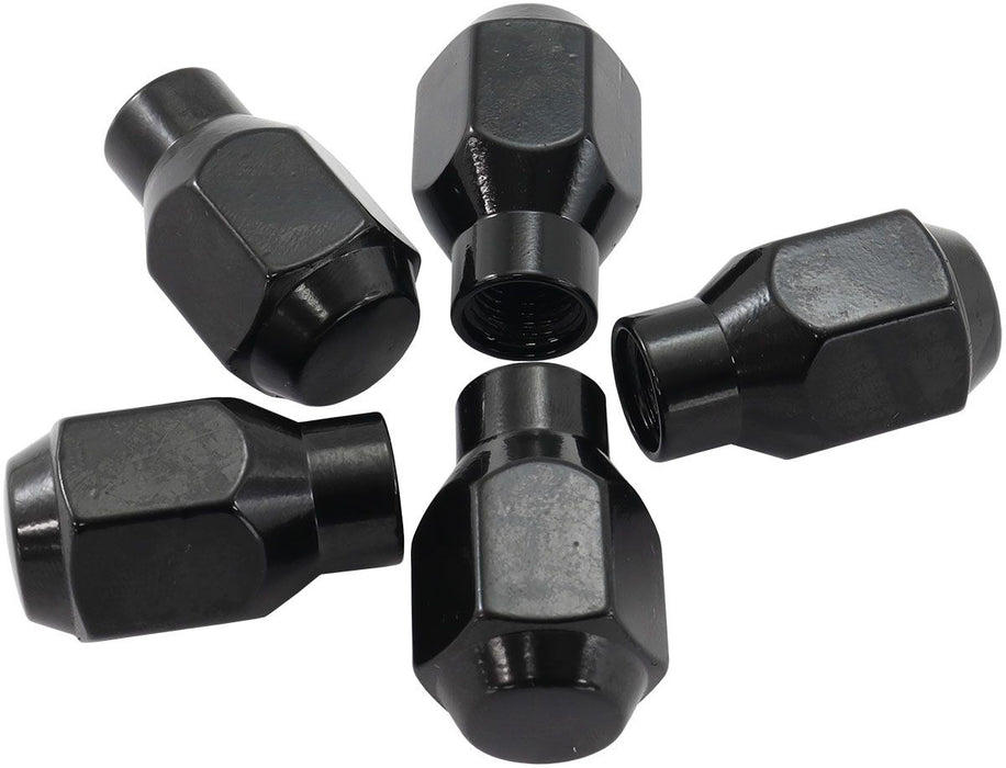 Conical ET Style Closed Black Wheel Nuts - M12 x 1.50mm, Pack of 5, 60 Degree Taper with 0.670" Shank Diameter