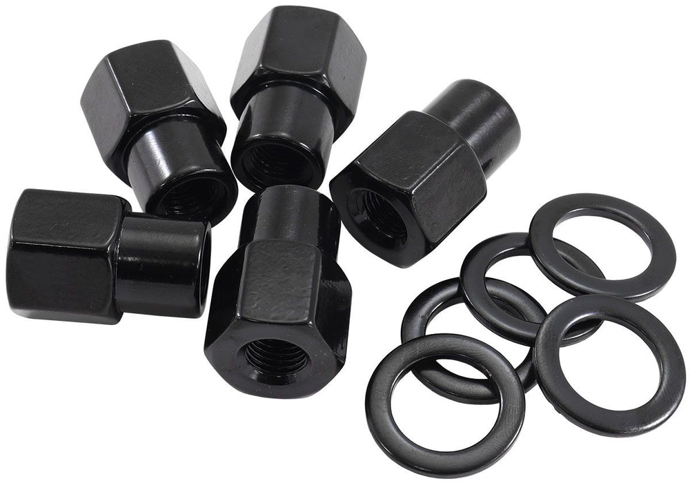 0.550" Shank Open Black Wheel Nuts - M12 x 1.50mm Pack of 5, Washer Seat with Shank 