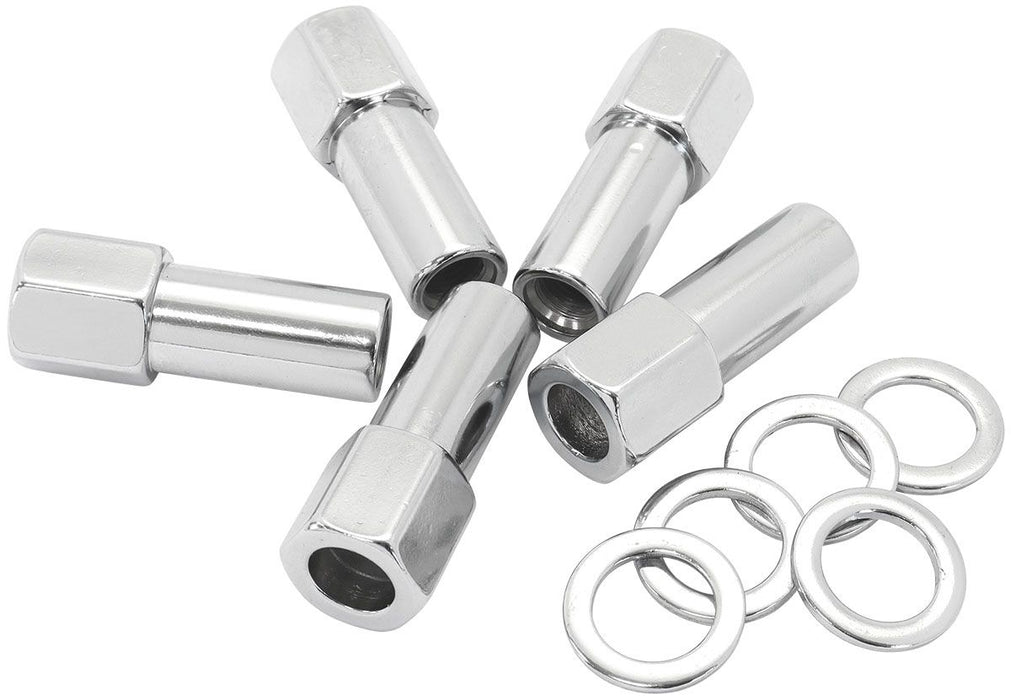 1.380" Shank OpenChrome Wheel Nuts - M14 x 1.50mm Pack of 5, Washer Seat with Shank 