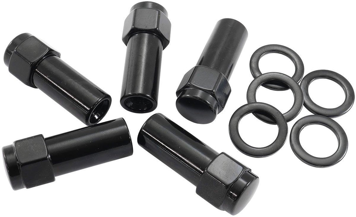 1.380" SHANK CLOSED BLACK WHEEL NUTS - 1/2-20" PACK OF 5