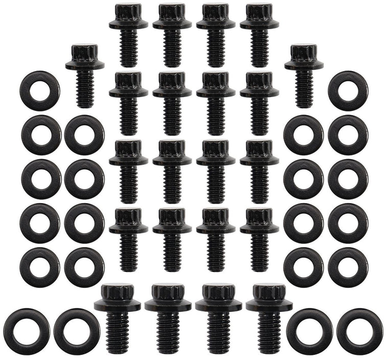 SMALL BLOCK FORD WINDSOR & FORD CLEVELAND OIL PAN BOLT KIT - BLACK