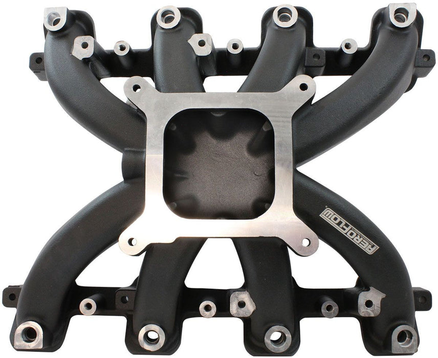 GM LS RECTANGLE PORT CARBURETOR STREET SINGLE PLANE EFI INTAKE MANIFOLD, BLACK FINISH