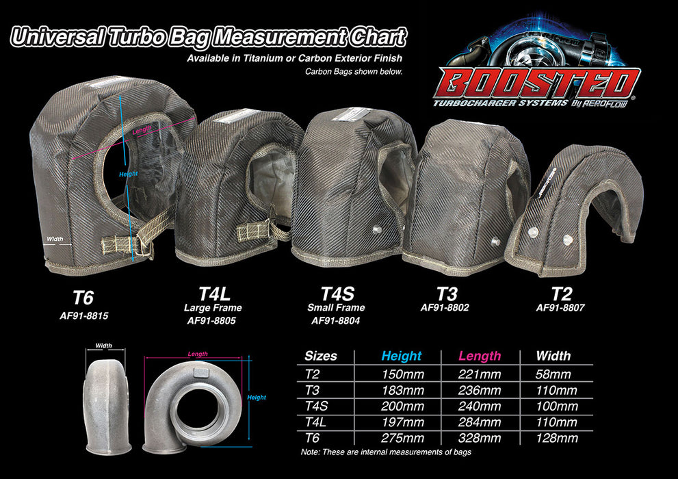 T25 / T28 Titanium Turbo Bag / Blanket Suit Boosted 4647 up to 5449 Turbochargers with Internal Wastegate 