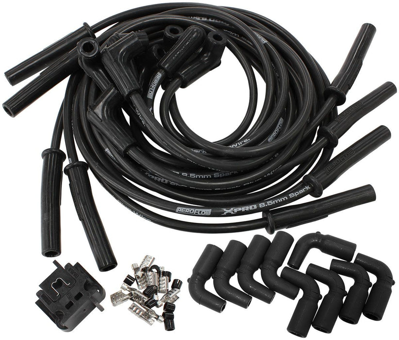 Xpro Universal 8.5mm V8 Ignition Lead Set with 90° Coil Boots - Black AF4030-32139