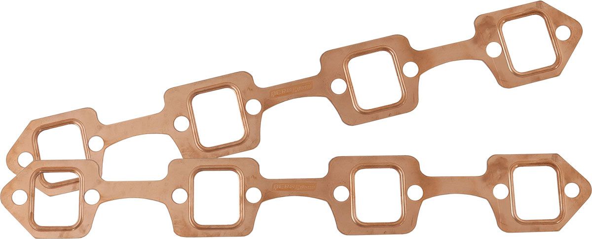 Small Block Ford Windsor Rectangle Port Copper Embossed Exhaust Gaskets Sold as a Pair, 1.200" x 1.500" Port Size 