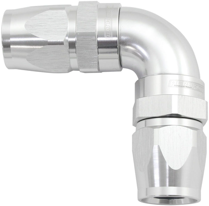 590 Series PTFE 90° Dual Hose Ends -8AN Silver Finish.