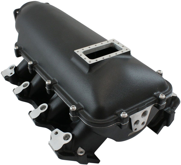 GM LS Rectangle Port Low Rise EFI Modular Intake Manifold, Black Finish, Suit 102mm/105mm Throttle Body & 14mm Short Injectors