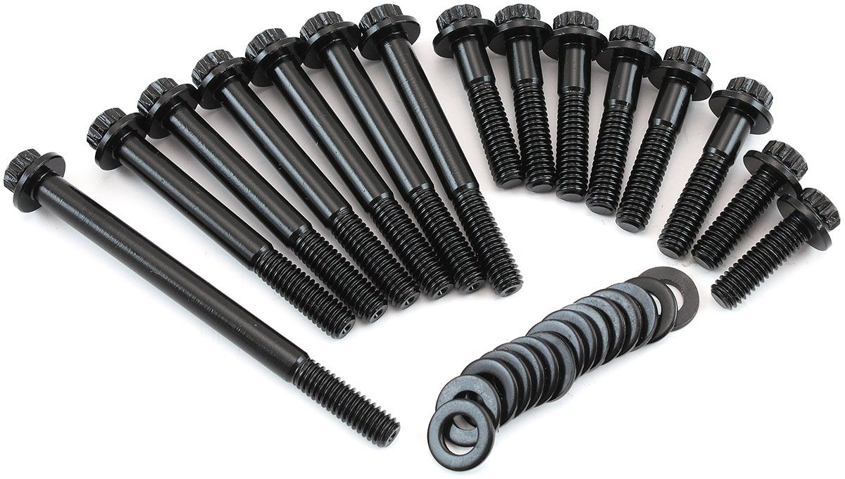 Holden V8 Timing Cover & Water Pump Bolt Kit - Black Finish 12 Point Head, 8740 Material 