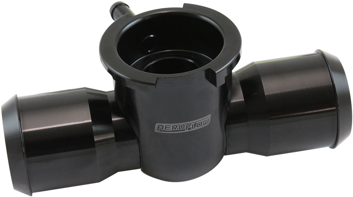 Billet Aluminium Inline Radiator Hose Filler- Black Finish Suits 38mm Radiator Cap and 1-1/4"-20 Internal Thread 