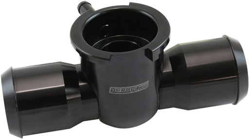Billet Aluminium Inline Radiator Hose Filler- Black Finish Suits 38mm Radiator Cap and 1-1/4"-20 Internal Thread 